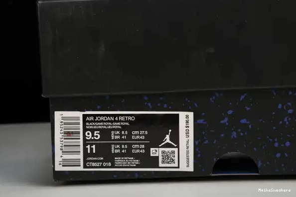 MaikeSneakers Royal Black CT8527-018 Jordan Game Retro 4 0324
